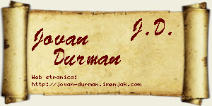 Jovan Durman vizit kartica